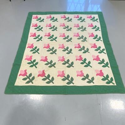 .109. Hand Made Tulip Quilt | c. 1930