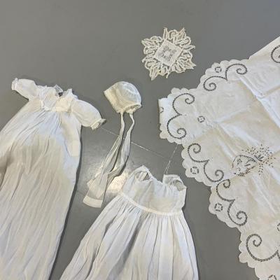 .111. Linen Baptismal Gown | Slip | Bonnet | c. 1890