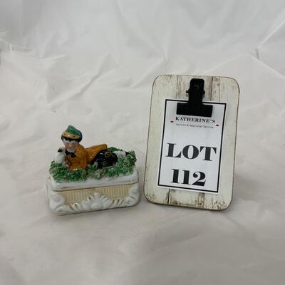 .112. Match Safe | Trinket Box | Boy with Bunny | c. 1870