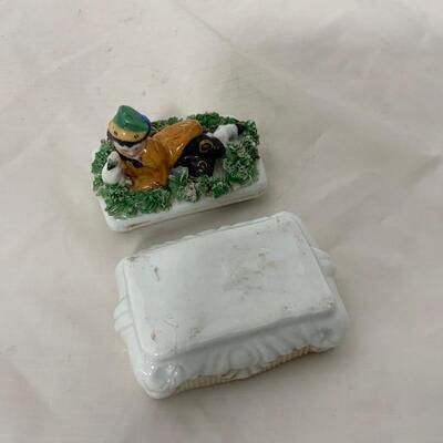 .112. Match Safe | Trinket Box | Boy with Bunny | c. 1870
