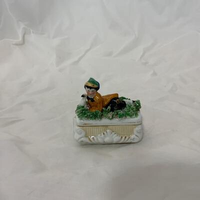 .112. Match Safe | Trinket Box | Boy with Bunny | c. 1870