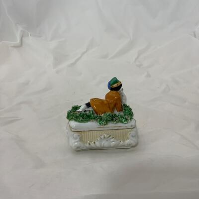 .112. Match Safe | Trinket Box | Boy with Bunny | c. 1870