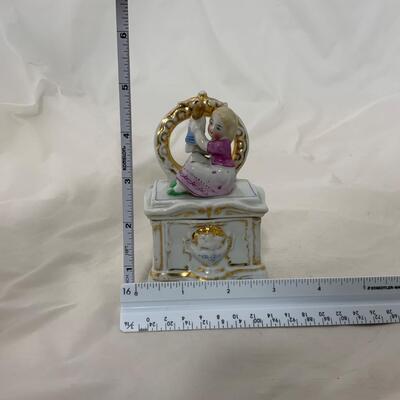 .114. Girl with Doll atop Dresser | Trinket Dish | c, 1870