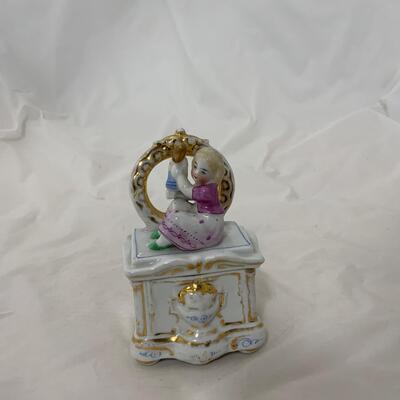 .114. Girl with Doll atop Dresser | Trinket Dish | c, 1870