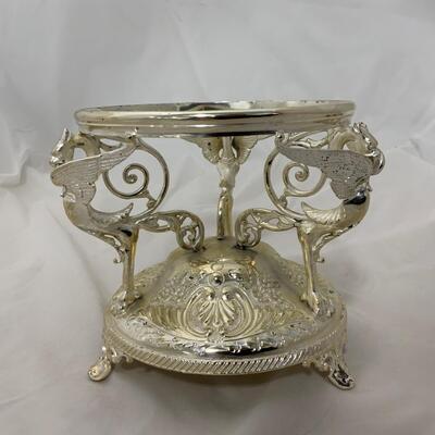 .117. Art Glass Brideâ€™s Bowl | Re-Silvered Stand | c. 1890