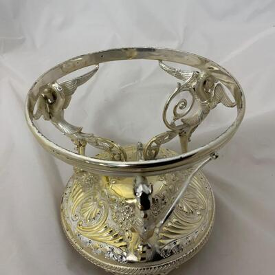 .117. Art Glass Brideâ€™s Bowl | Re-Silvered Stand | c. 1890