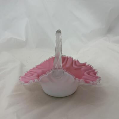.120. Pink Satin Glass Basket | c. 1900