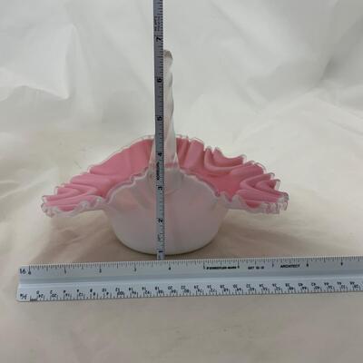 .120. Pink Satin Glass Basket | c. 1900