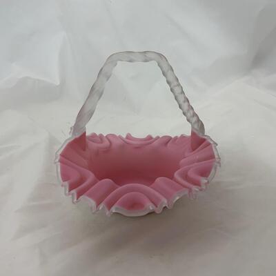 .120. Pink Satin Glass Basket | c. 1900