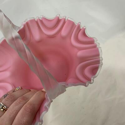 .120. Pink Satin Glass Basket | c. 1900