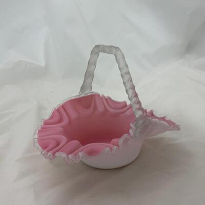 .120. Pink Satin Glass Basket | c. 1900