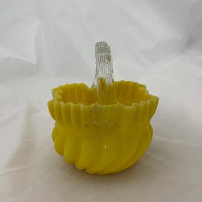 .122. Yellow Overshot Glass | Thorn Handle Basket | c. 1890