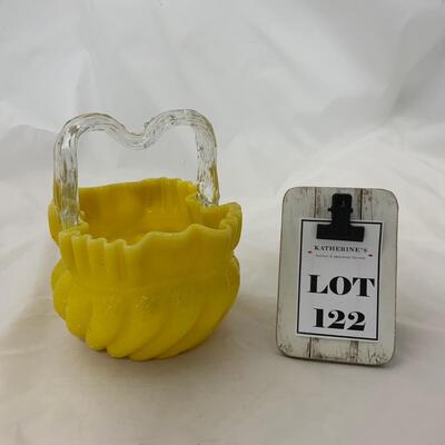 .122. Yellow Overshot Glass | Thorn Handle Basket | c. 1890