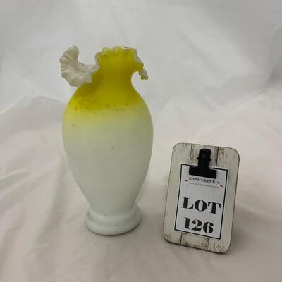 .126. Yellow Satin Glass Vase