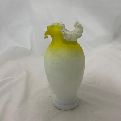 .126. Yellow Satin Glass Vase