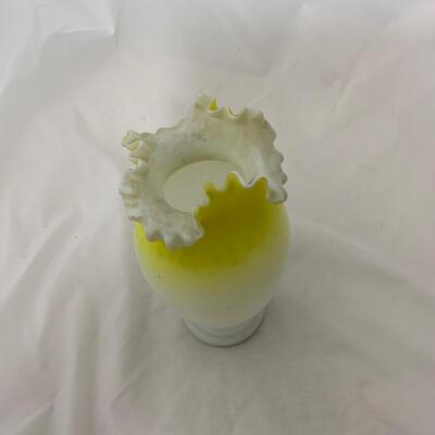 .126. Yellow Satin Glass Vase