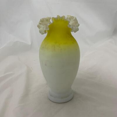 .126. Yellow Satin Glass Vase