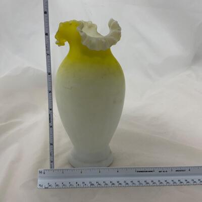 .126. Yellow Satin Glass Vase