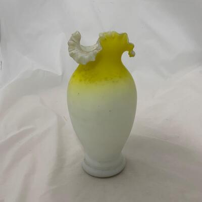 .126. Yellow Satin Glass Vase