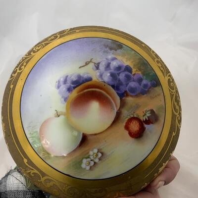 .129. 22k Goldware Covered Dish | Hand Painted | c. 1890