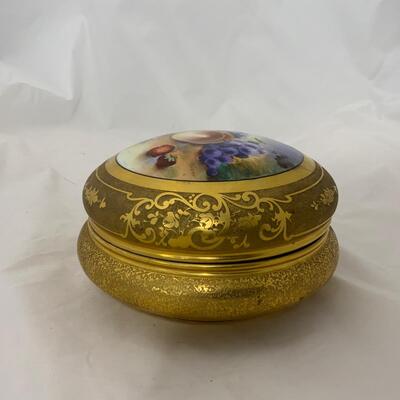 .129. 22k Goldware Covered Dish | Hand Painted | c. 1890