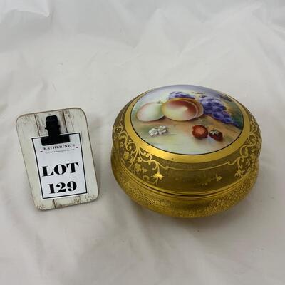 .129. 22k Goldware Covered Dish | Hand Painted | c. 1890