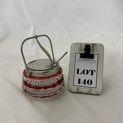 .140. Ruby Cut Glass Bread and Butter Pickle Castor | c. 1890
