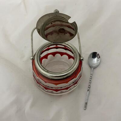 .140. Ruby Cut Glass Bread and Butter Pickle Castor | c. 1890