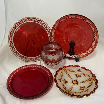 .154. Five Bohemian Glass Pieces | c. 1860