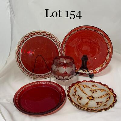 .154. Five Bohemian Glass Pieces | c. 1860