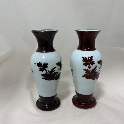 .161. Bohemian Flash on Milk Glass Vases | c. 1860