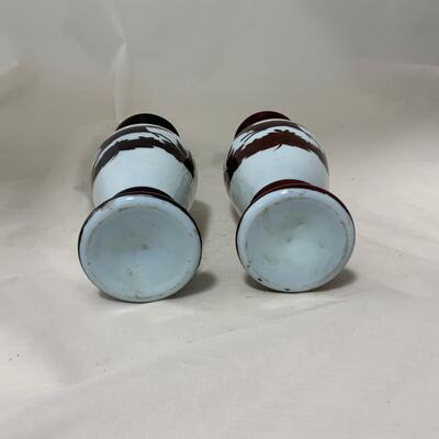 .161. Bohemian Flash on Milk Glass Vases | c. 1860