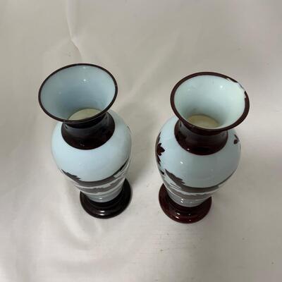 .161. Bohemian Flash on Milk Glass Vases | c. 1860