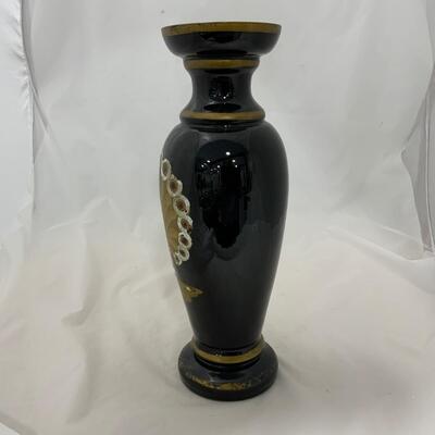 .187. Rare Find | Black Amethyst Vase | Peacock | c. 1880