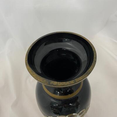 .187. Rare Find | Black Amethyst Vase | Peacock | c. 1880