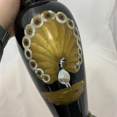 .187. Rare Find | Black Amethyst Vase | Peacock | c. 1880
