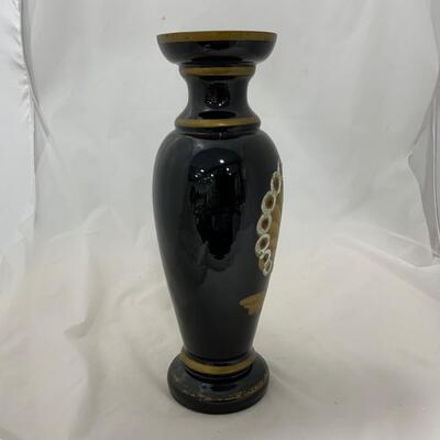 .187. Rare Find | Black Amethyst Vase | Peacock | c. 1880