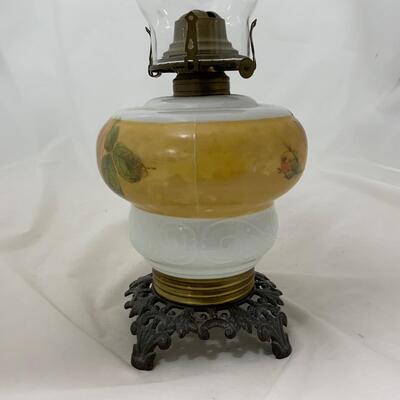 .199. Yellow Rose Kerosene Lamp | c. 1890
