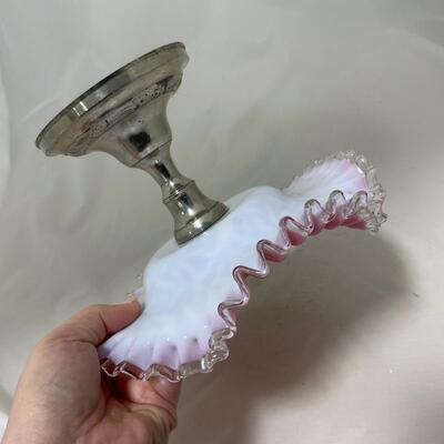 .202. Pink Art Glass Ruffled Bowl Compote | c. 1890
