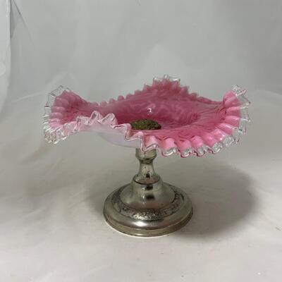 .202. Pink Art Glass Ruffled Bowl Compote | c. 1890