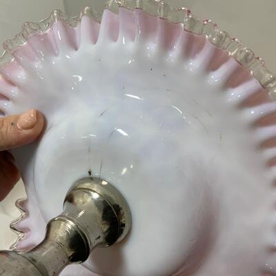 .202. Pink Art Glass Ruffled Bowl Compote | c. 1890