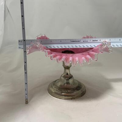 .202. Pink Art Glass Ruffled Bowl Compote | c. 1890