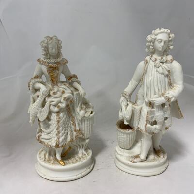 .203. Pair of Parisian Figures | Gold Detailing | c. 1850