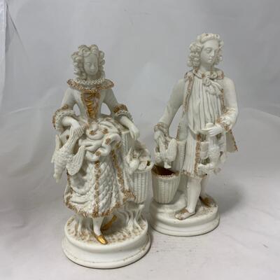 .203. Pair of Parisian Figures | Gold Detailing | c. 1850