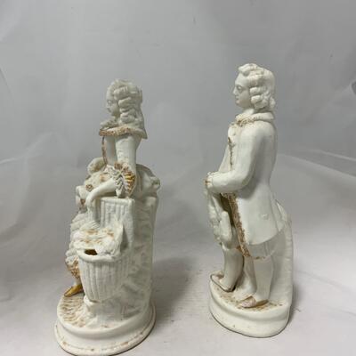 .203. Pair of Parisian Figures | Gold Detailing | c. 1850