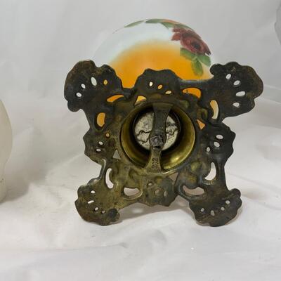 .204. Orange Floral Kerosene Lamp | c. 1890