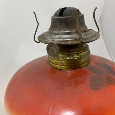 .204. Orange Floral Kerosene Lamp | c. 1890
