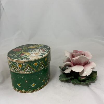 .213. Decorated Swedish Box | c. 1880 | Rose Candle Holder