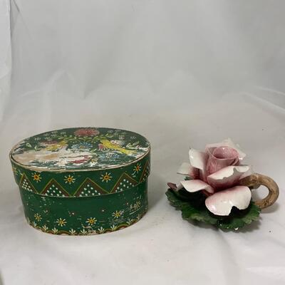 .213. Decorated Swedish Box | c. 1880 | Rose Candle Holder