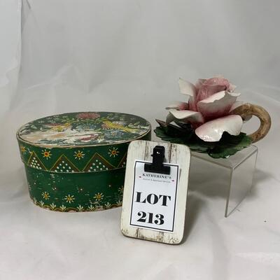 .213. Decorated Swedish Box | c. 1880 | Rose Candle Holder